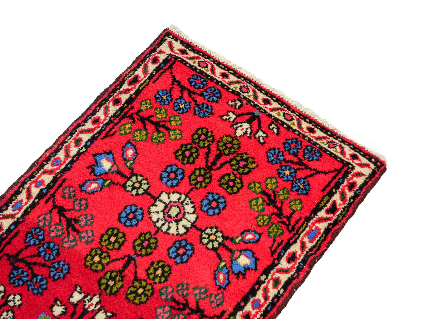 Handgeknüpfter, persischer Hamedan Dorfteppich aus Wolle von Khademi. Größe: 80 x 60 cm. Farbe: Rot. Verkauf durch JUPITER Intl.