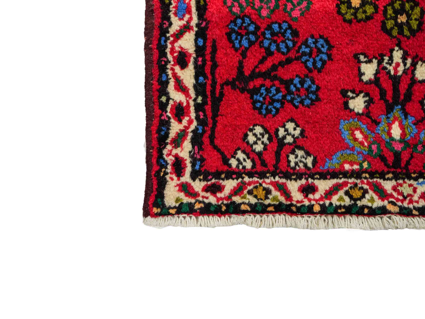 Handgeknüpfter, persischer Hamedan Dorfteppich aus Wolle von Khademi. Größe: 80 x 60 cm. Farbe: Rot. Verkauf durch JUPITER Intl.