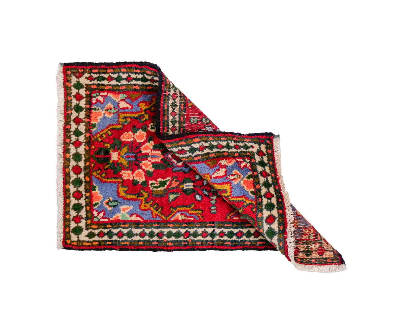Handgeknüpfter, persischer Hamedan Dorfteppich aus Wolle von Khademi. Größe: 82 x 54 cm. Farbe: Rot. Verkauf durch JUPITER Intl.