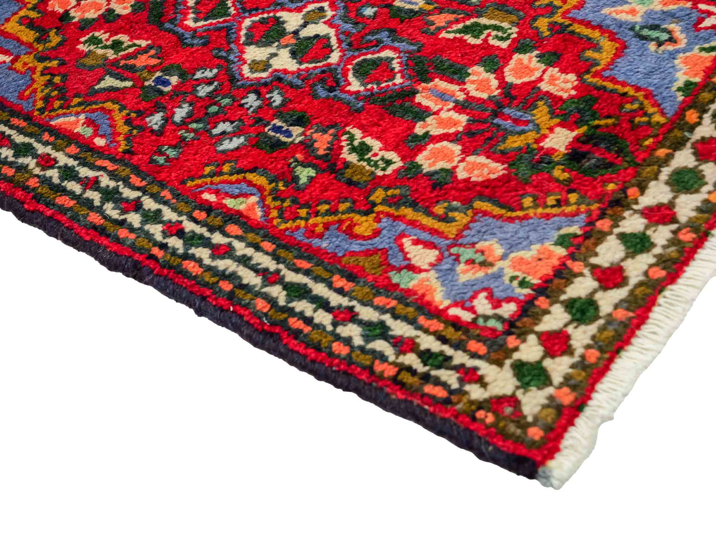 Handgeknüpfter, persischer Hamedan Dorfteppich aus Wolle von Khademi. Größe: 82 x 54 cm. Farbe: Rot. Verkauf durch JUPITER Intl.
