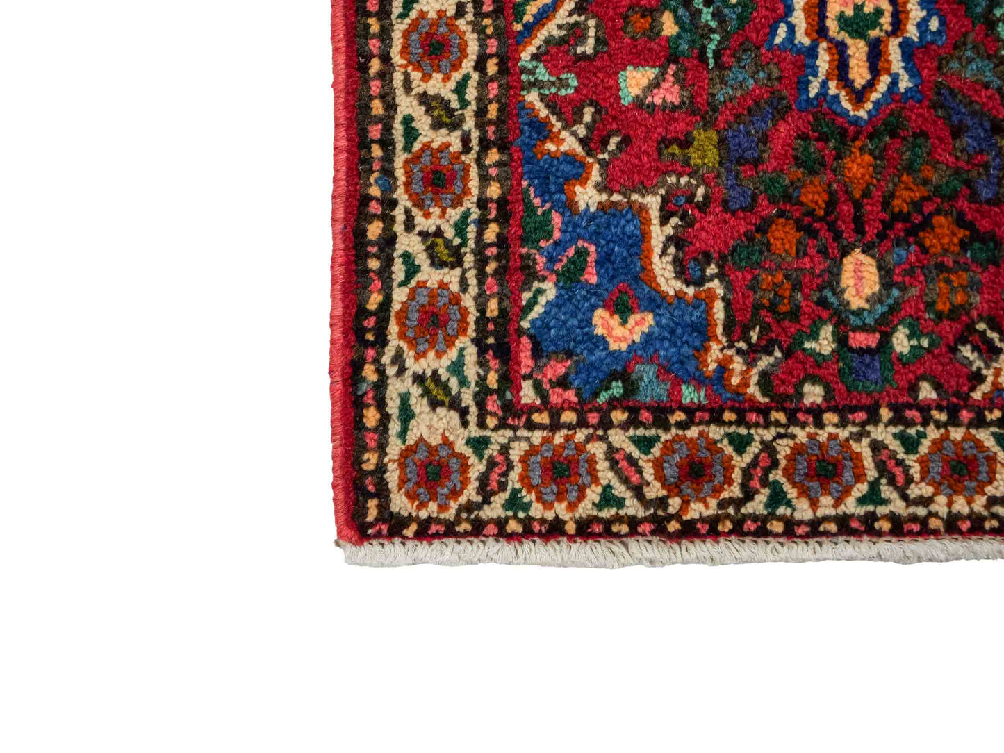 Handgeknüpfter, persischer Hamedan Dorfteppich aus Wolle von Khademi. Größe: 82 x 55 cm. Farbe: Rot. Verkauf durch JUPITER Intl.