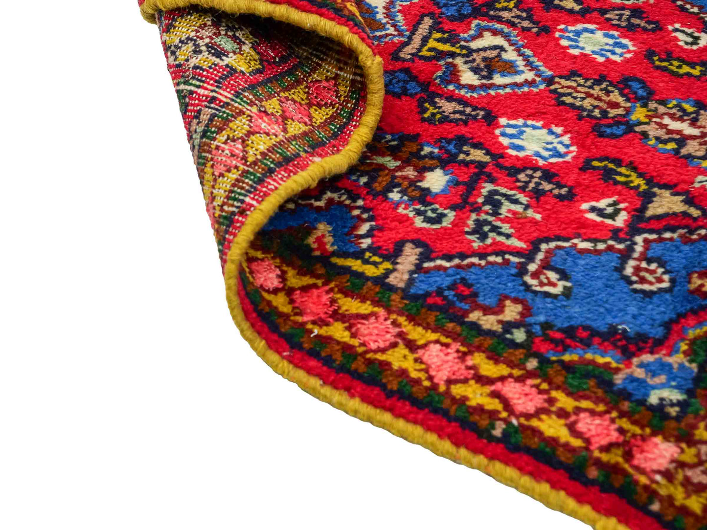 Handgeknüpfter, persischer Hamedan Dorfteppich aus Wolle von Khademi. Größe: 87 x 58 cm. Farbe: Rot. Verkauf durch JUPITER Intl.