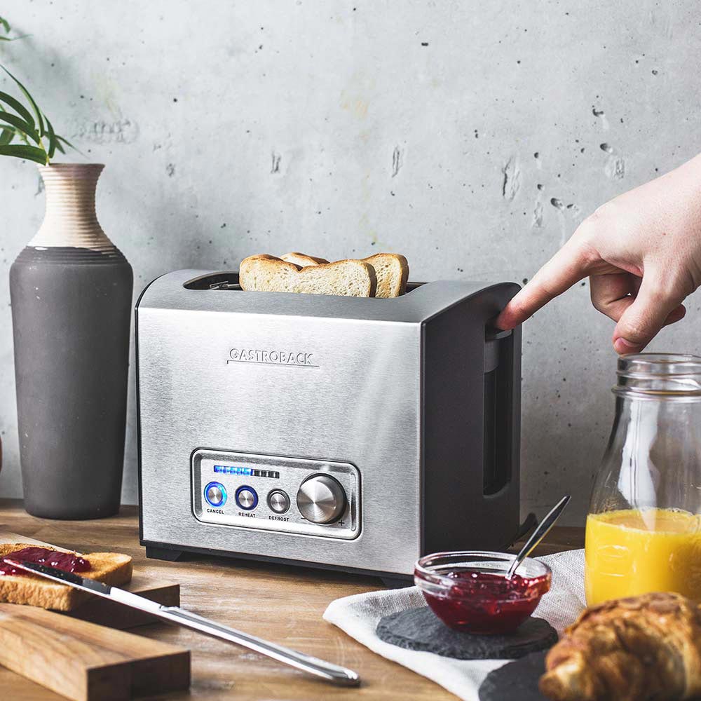 Gastroback 42397 Design Toaster Pro 2S, Edelstahl, schwarz.