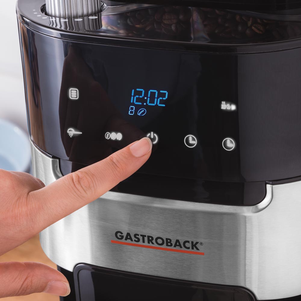 Gastroback Advanced Product 42711_S Kaffeemaschine Grind & Brew Pro Thermo, Edelstahl, schwarz.