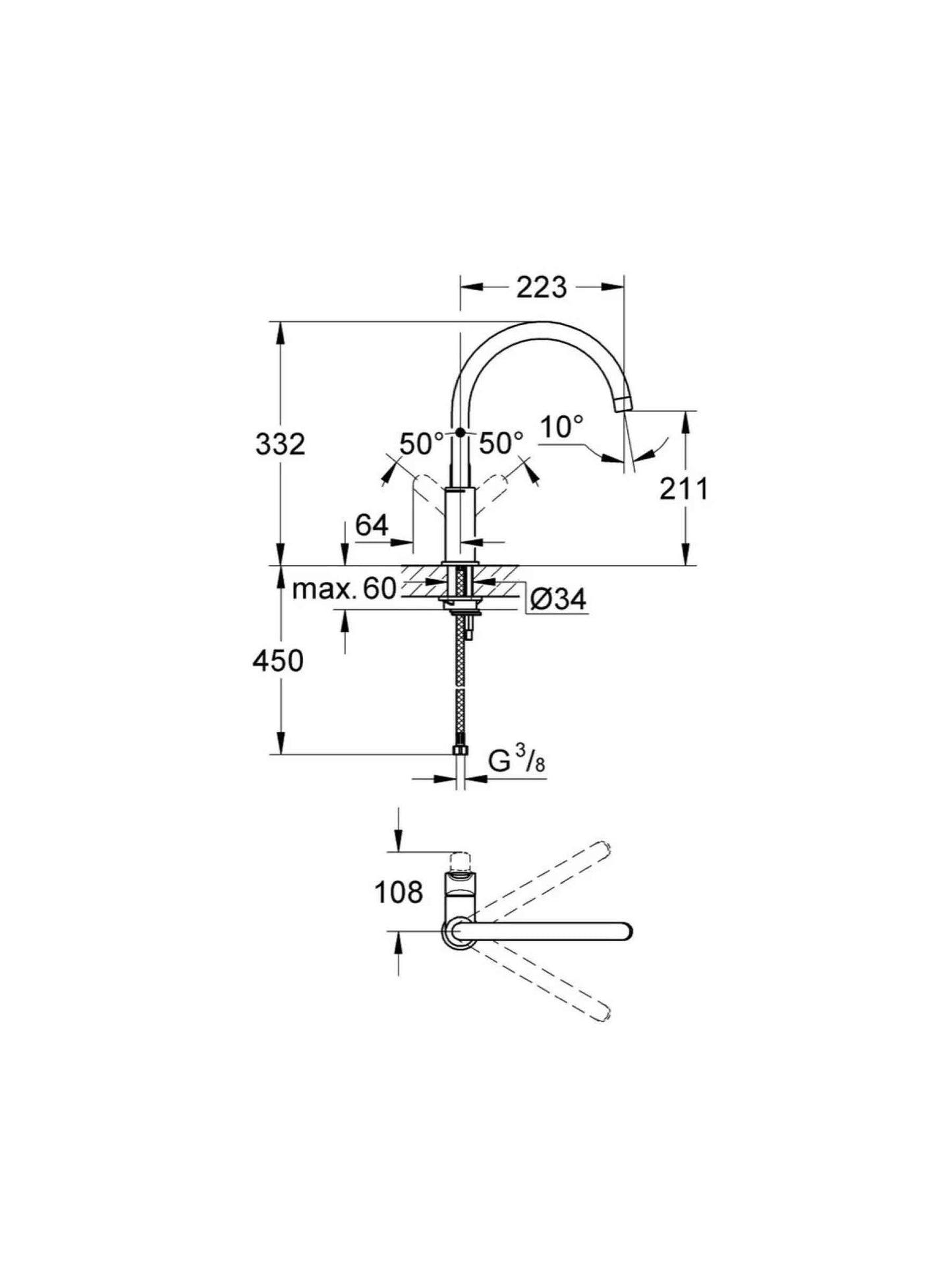 Grohe Start Edge Küchenarmatur, Einhand-Spültischbatterie 31369000.