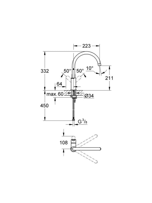 Grohe Start Edge Küchenarmatur, Einhand-Spültischbatterie 31369000.