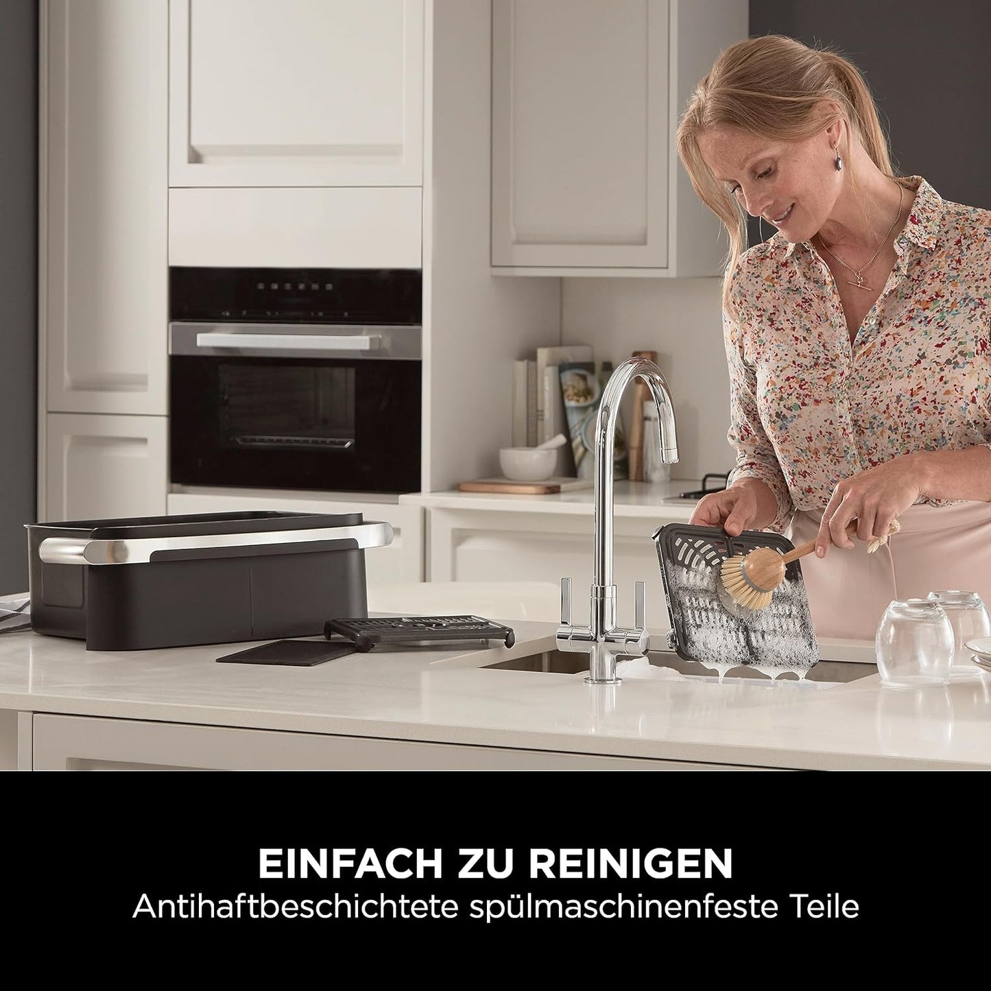 Ninja AF500DE Foodi FlexDrawer Heißluftfritteuse, schwarz.