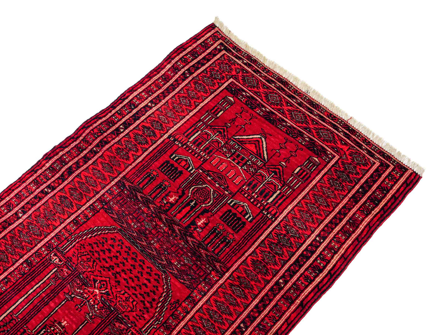 Antiker, handgeknüpfter, afghanischer Belutsch Nomadenteppich aus Wolle von Khademi. Größe: 111 x 73 cm. Farbe: Rot. Verkauf durch JUPITER Intl.