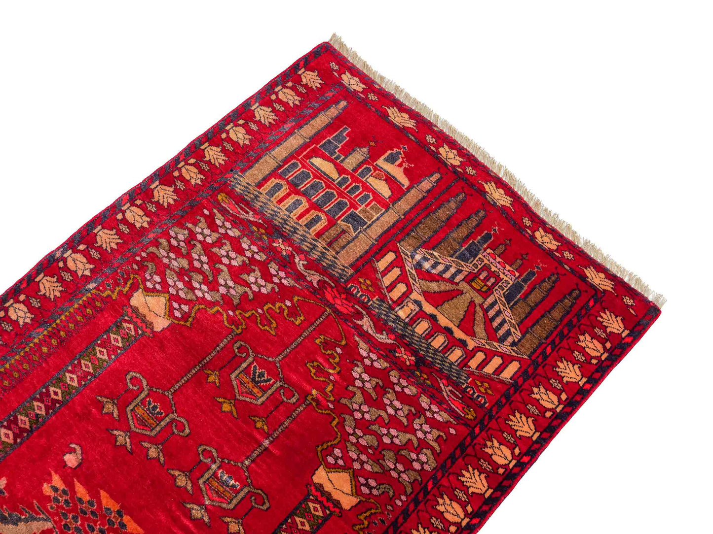 Antiker, handgeknüpfter, afghanischer Belutsch Nomadenteppich aus Wolle von Khademi. Größe: 111 x 80 cm. Farbe: Rot Verkauf durch JUPITER Intl.