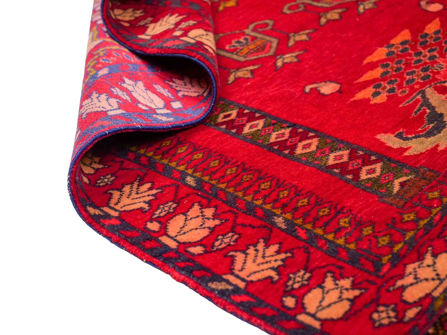 Antiker, handgeknüpfter, afghanischer Belutsch Nomadenteppich aus Wolle von Khademi. Größe: 111 x 80 cm. Farbe: Rot Verkauf durch JUPITER Intl.