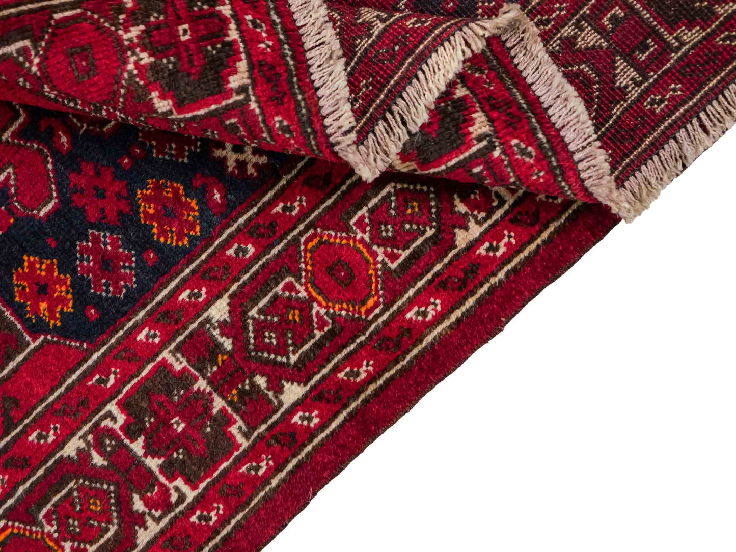 Antiker, handgeknüpfter, afghanischer Belutsch Nomadenteppich aus Wolle von Khademi. Größe: 112 x 85 cm. Farbe: Rot. Verkauf durch JUPITER Intl.