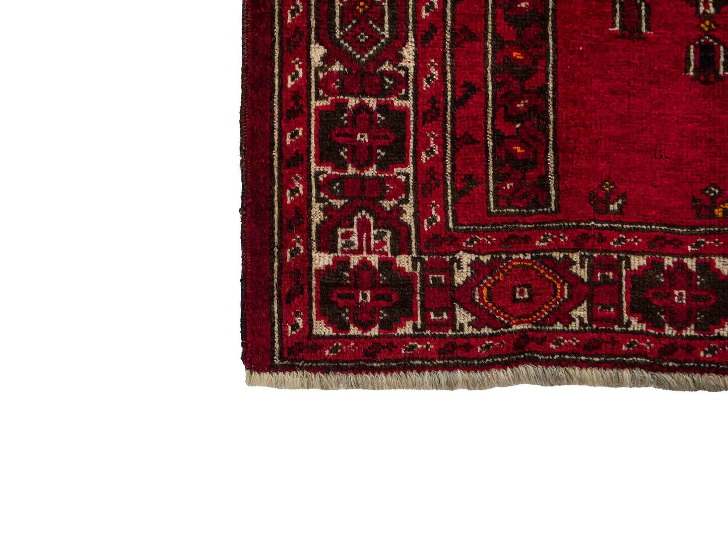 Antiker, handgeknüpfter, afghanischer Belutsch Nomadenteppich aus Wolle von Khademi. Größe: 112 x 85 cm. Farbe: Rot. Verkauf durch JUPITER Intl.