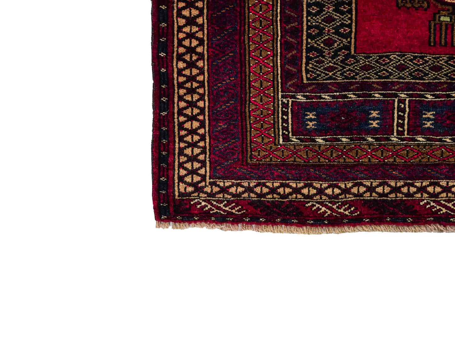 Antiker, handgeknüpfter, afghanischer Belutsch Nomadenteppich aus Wolle von Khademi. Größe: 112 x 90 cm. Farbe: Rot. Verkauf durch JUPITER Intl.