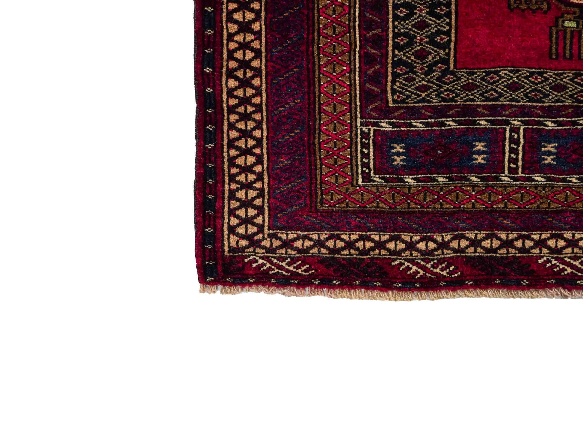 Antiker, handgeknüpfter, afghanischer Belutsch Nomadenteppich aus Wolle von Khademi. Größe: 112 x 90 cm. Farbe: Rot. Verkauf durch JUPITER Intl.