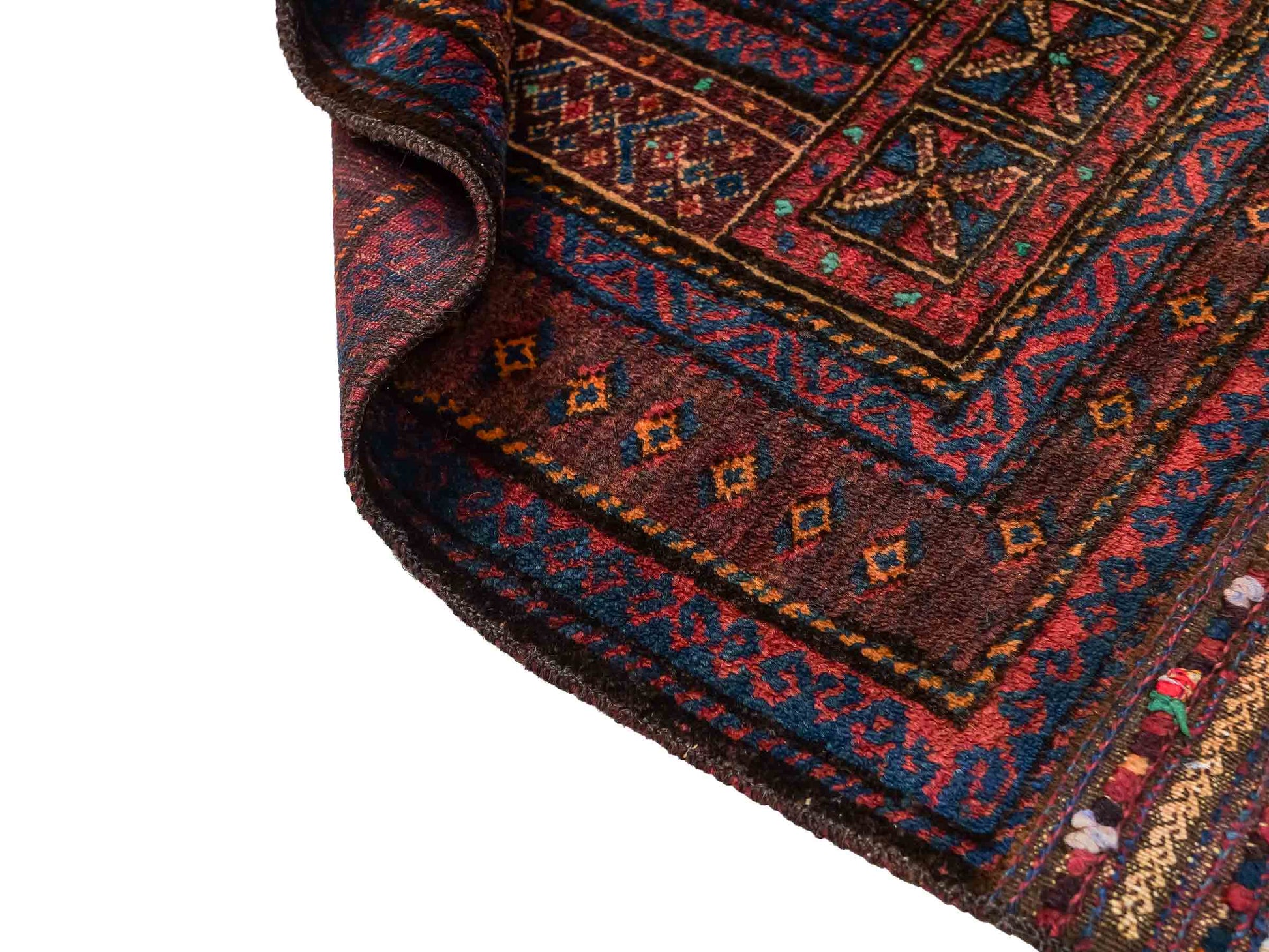 Antiker, handgeknüpfter, afghanischer Belutsch Nomadenteppich aus Wolle von Khademi. Größe: 113 x 81 cm. Farbe: Braun. Verkauf durch JUPITER Intl.