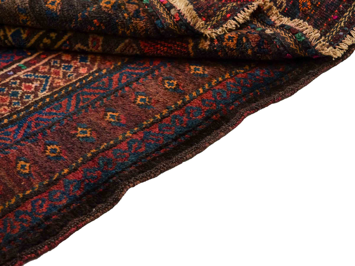 Antiker, handgeknüpfter, afghanischer Belutsch Nomadenteppich aus Wolle von Khademi. Größe: 113 x 81 cm. Farbe: Braun. Verkauf durch JUPITER Intl.