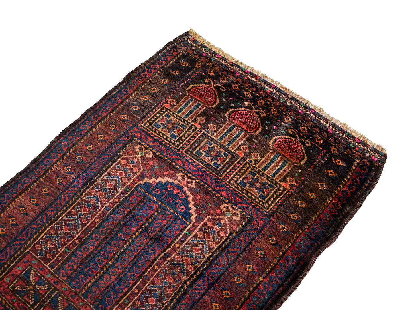 Antiker, handgeknüpfter, afghanischer Belutsch Nomadenteppich aus Wolle von Khademi. Größe: 113 x 81 cm. Farbe: Braun. Verkauf durch JUPITER Intl.