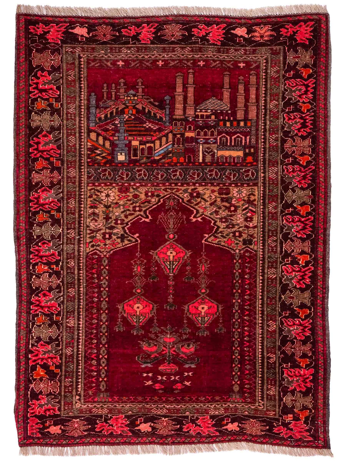 Antiker, handgeknüpfter, afghanischer Belutsch Nomadenteppich aus Wolle von Khademi. Größe: 113 x 84 cm. Farbe: Rot. Verkauf durch JUPITER Intl.