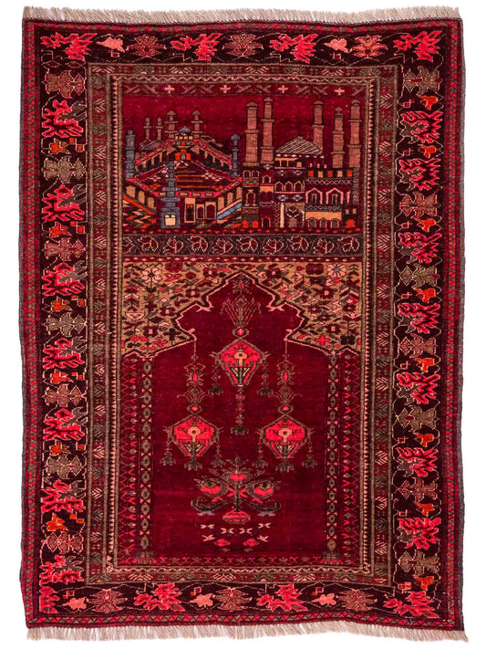 Antiker, handgeknüpfter, afghanischer Belutsch Nomadenteppich aus Wolle von Khademi. Größe: 113 x 84 cm. Farbe: Rot. Verkauf durch JUPITER Intl.
