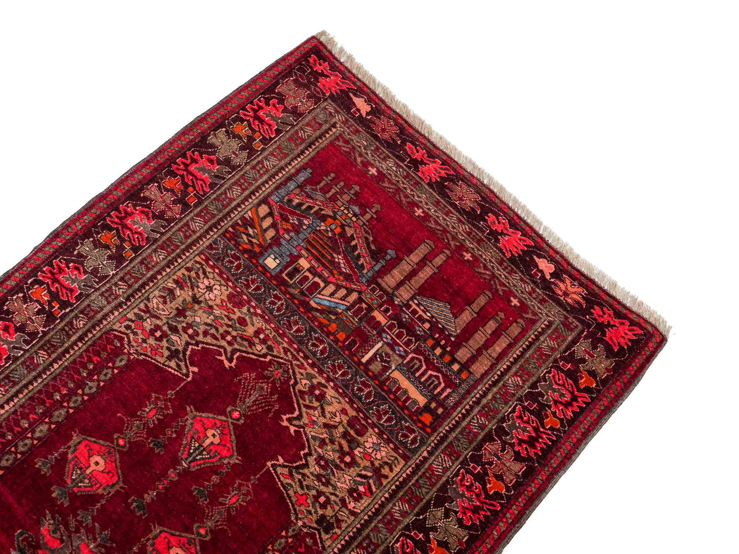 Antiker, handgeknüpfter, afghanischer Belutsch Nomadenteppich aus Wolle von Khademi. Größe: 113 x 84 cm. Farbe: Rot. Verkauf durch JUPITER Intl.