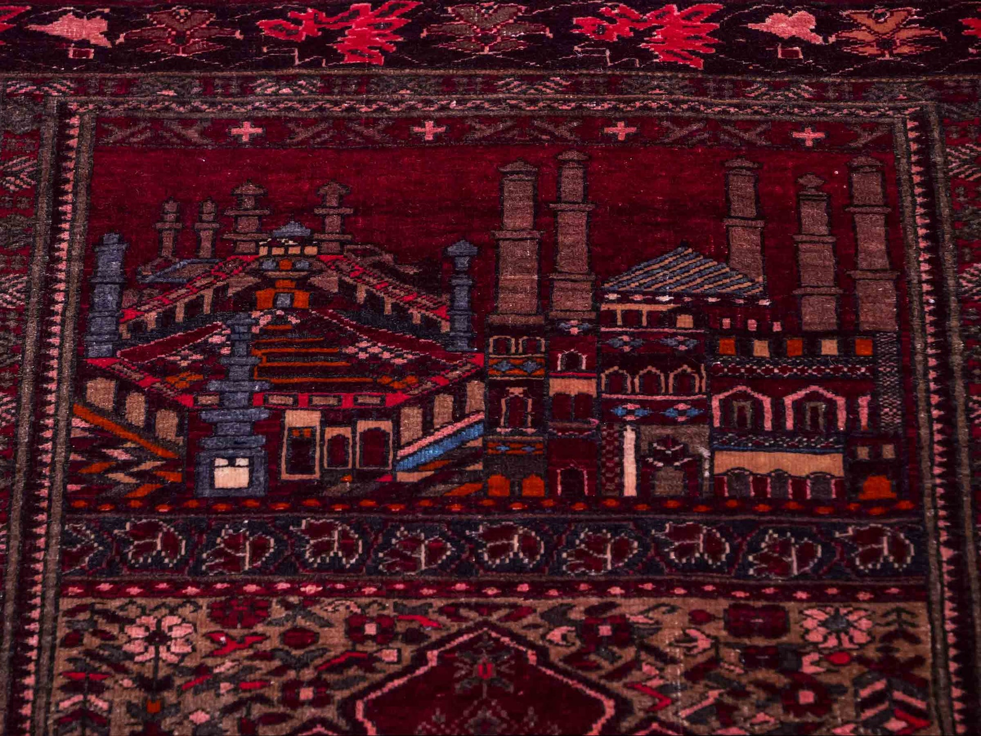 Antiker, handgeknüpfter, afghanischer Belutsch Nomadenteppich aus Wolle von Khademi. Größe: 113 x 84 cm. Farbe: Rot. Verkauf durch JUPITER Intl.