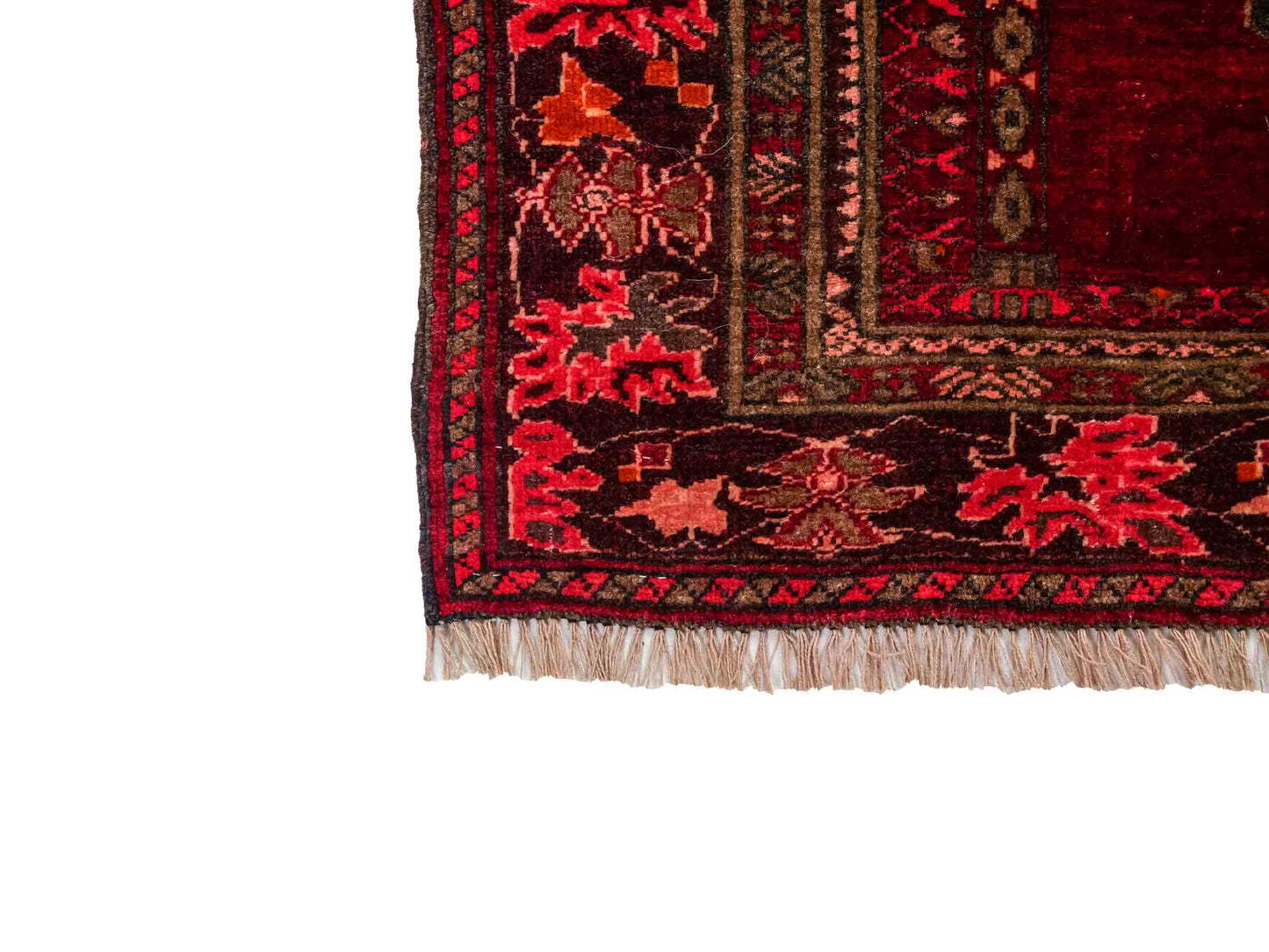 Antiker, handgeknüpfter, afghanischer Belutsch Nomadenteppich aus Wolle von Khademi. Größe: 113 x 84 cm. Farbe: Rot. Verkauf durch JUPITER Intl.