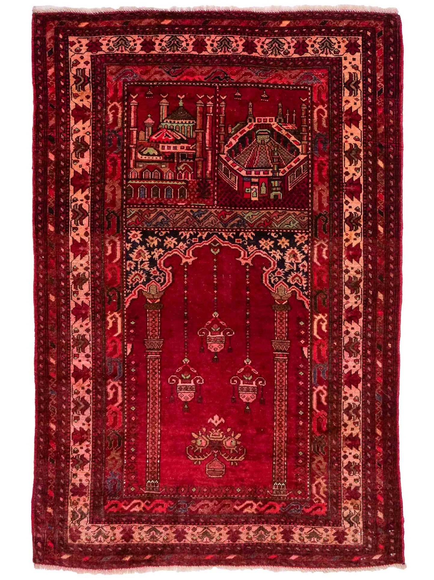 Antiker, handgeknüpfter, afghanischer Belutsch Nomadenteppich aus Wolle von Khademi. Größe: 115 x 80 cm. Farbe: Rot. Verkauf durch JUPITER Intl.