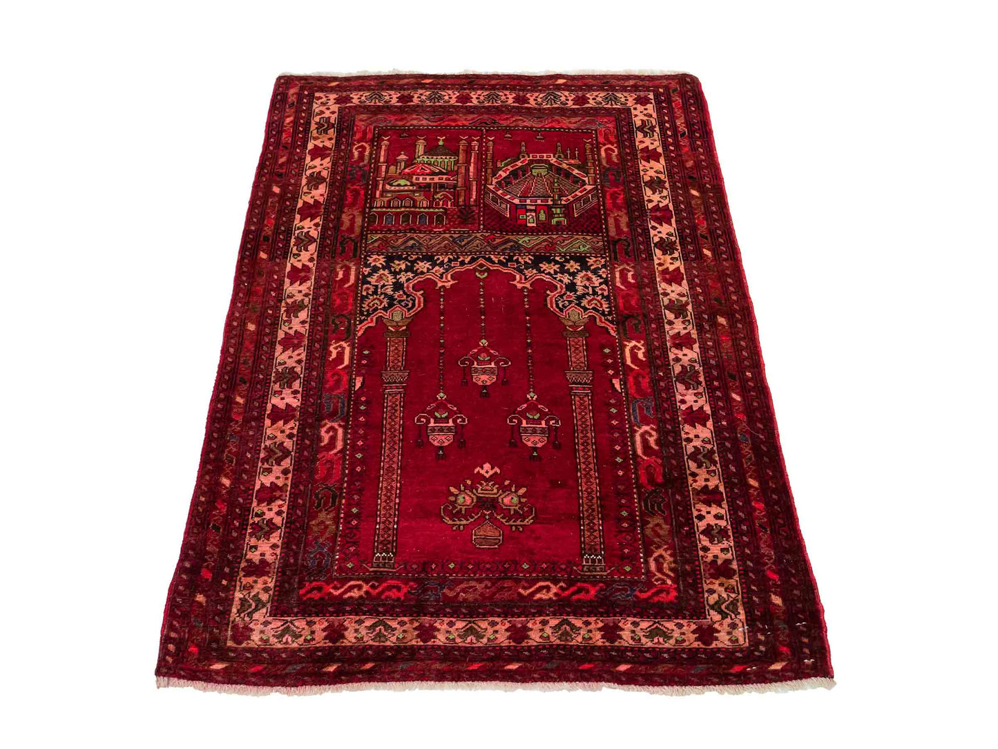 Antiker, handgeknüpfter, afghanischer Belutsch Nomadenteppich aus Wolle von Khademi. Größe: 115 x 80 cm. Farbe: Rot. Verkauf durch JUPITER Intl.