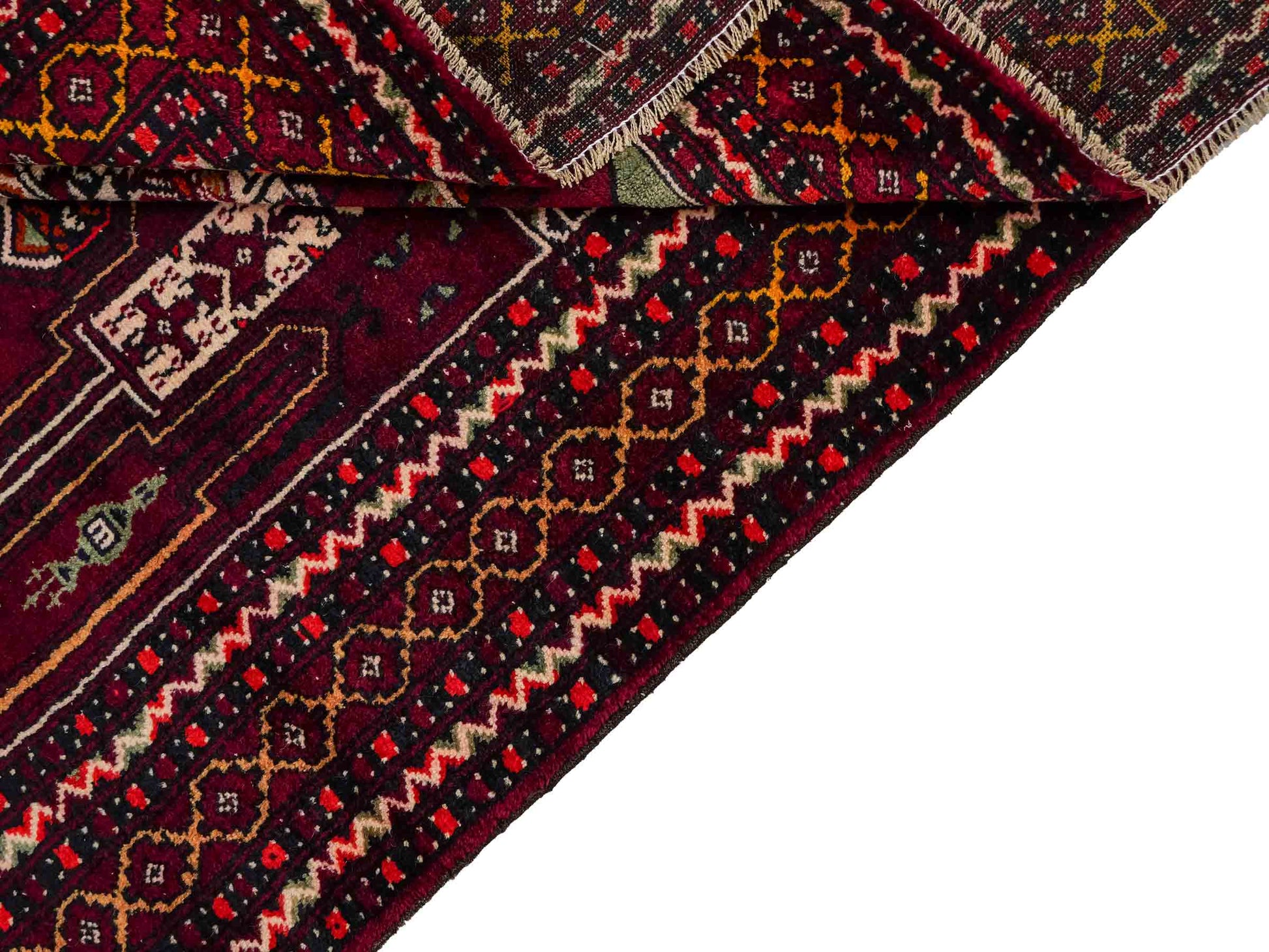 Antiker, handgeknüpfter, afghanischer Belutsch Nomadenteppich aus Wolle von Khademi. Größe: 122 x 84 cm. Farbe: Rot. Verkauf durch JUPITER Intl.