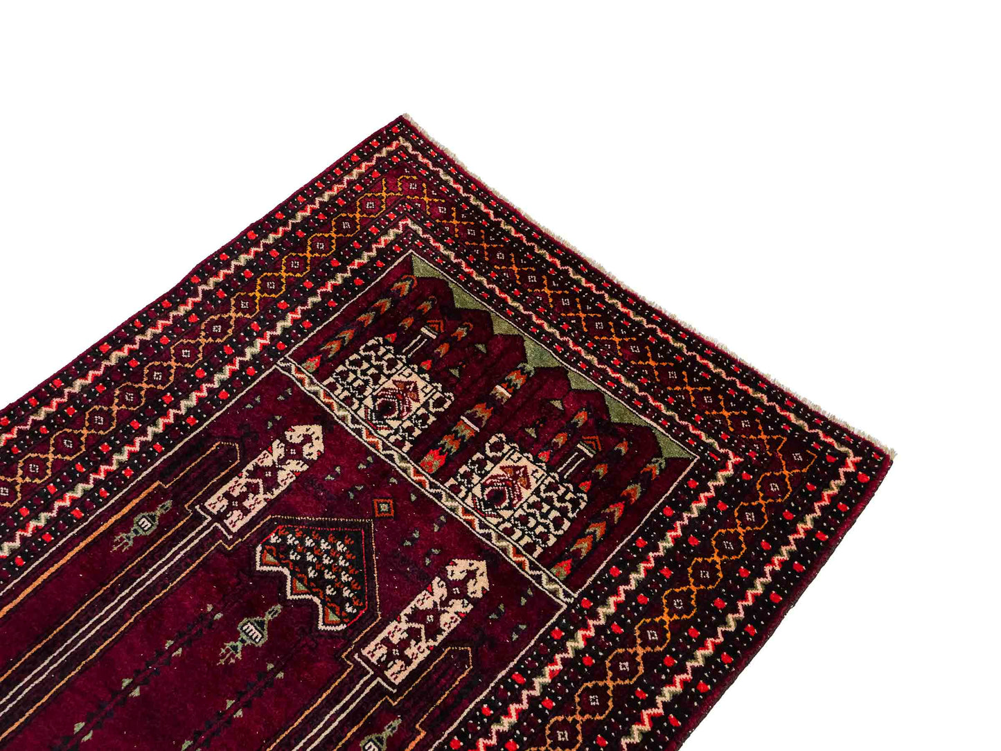 Antiker, handgeknüpfter, afghanischer Belutsch Nomadenteppich aus Wolle von Khademi. Größe: 122 x 84 cm. Farbe: Rot. Verkauf durch JUPITER Intl.