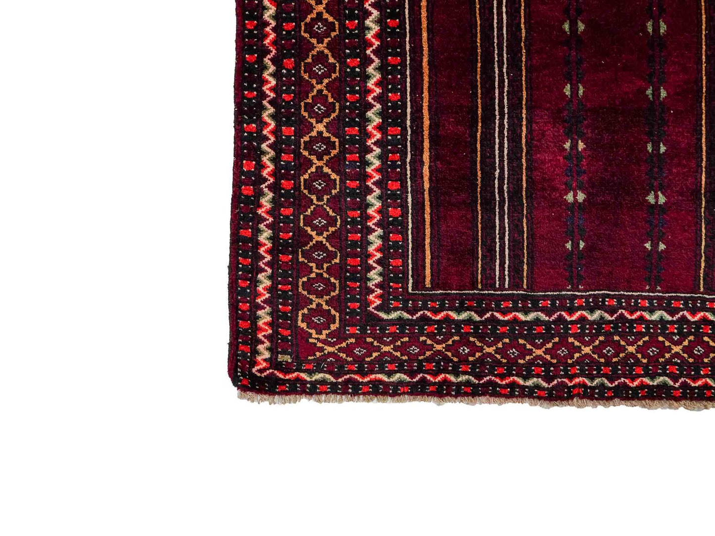 Antiker, handgeknüpfter, afghanischer Belutsch Nomadenteppich aus Wolle von Khademi. Größe: 122 x 84 cm. Farbe: Rot. Verkauf durch JUPITER Intl.