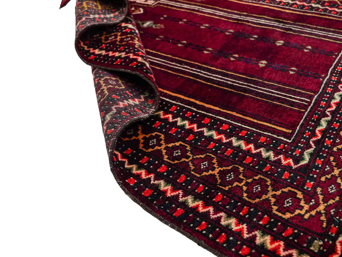 Antiker, handgeknüpfter, afghanischer Belutsch Nomadenteppich aus Wolle von Khademi. Größe: 122 x 84 cm. Farbe: Rot. Verkauf durch JUPITER Intl.