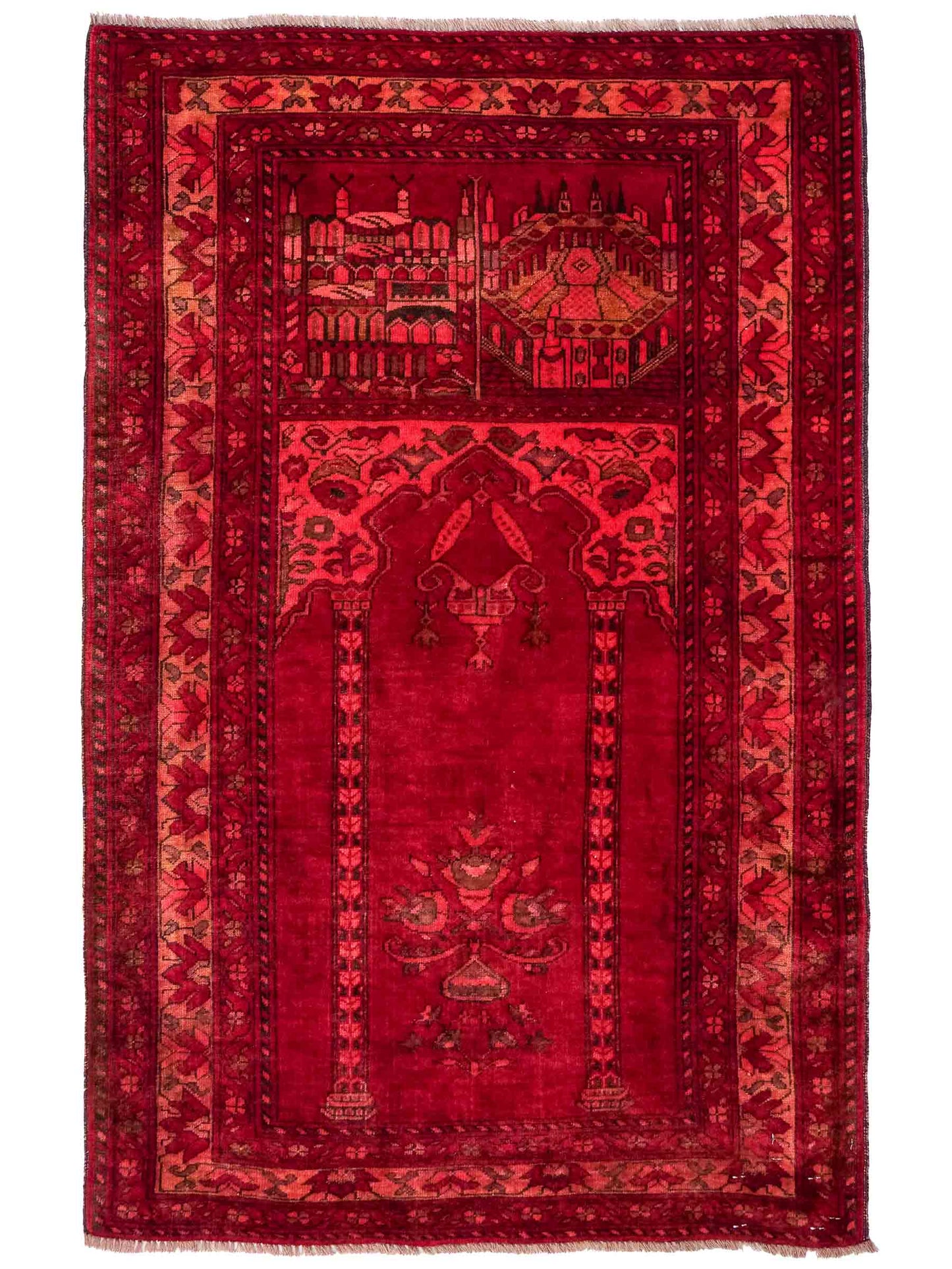 Antiker, handgeknüpfter, afghanischer Belutsch Nomadenteppich aus Wolle von Khademi. Größe: 125 x 75 cm. Farbe: Rot. Verkauf durch JUPITER Intl.