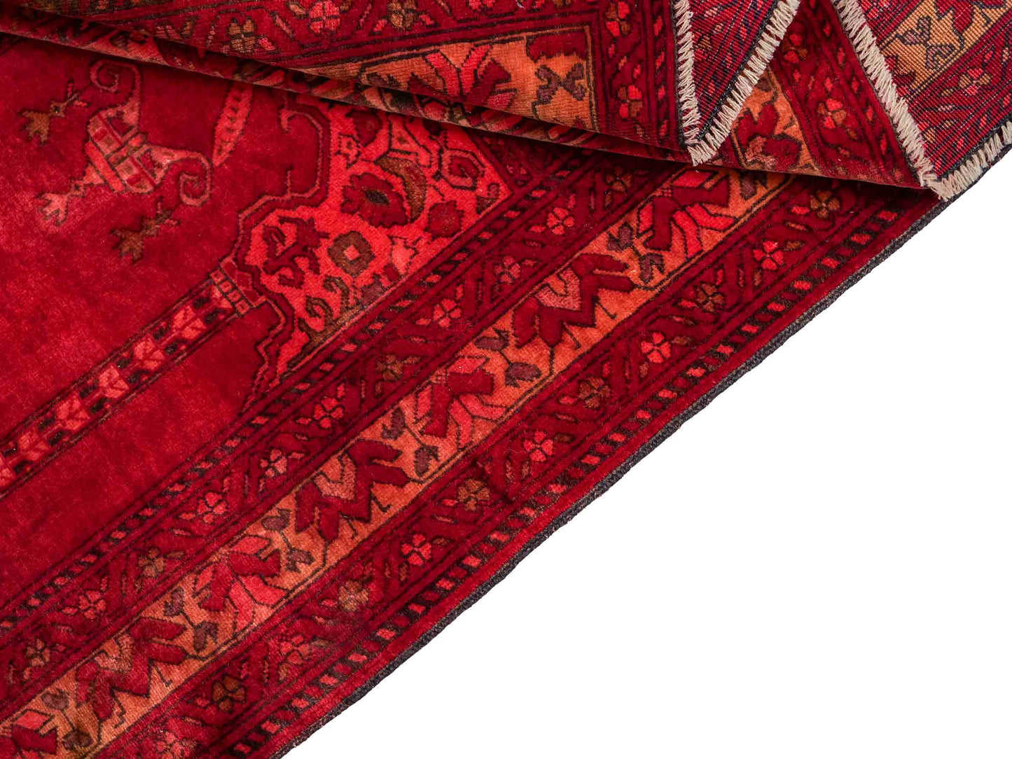 Antiker, handgeknüpfter, afghanischer Belutsch Nomadenteppich aus Wolle von Khademi. Größe: 125 x 75 cm. Farbe: Rot. Verkauf durch JUPITER Intl.