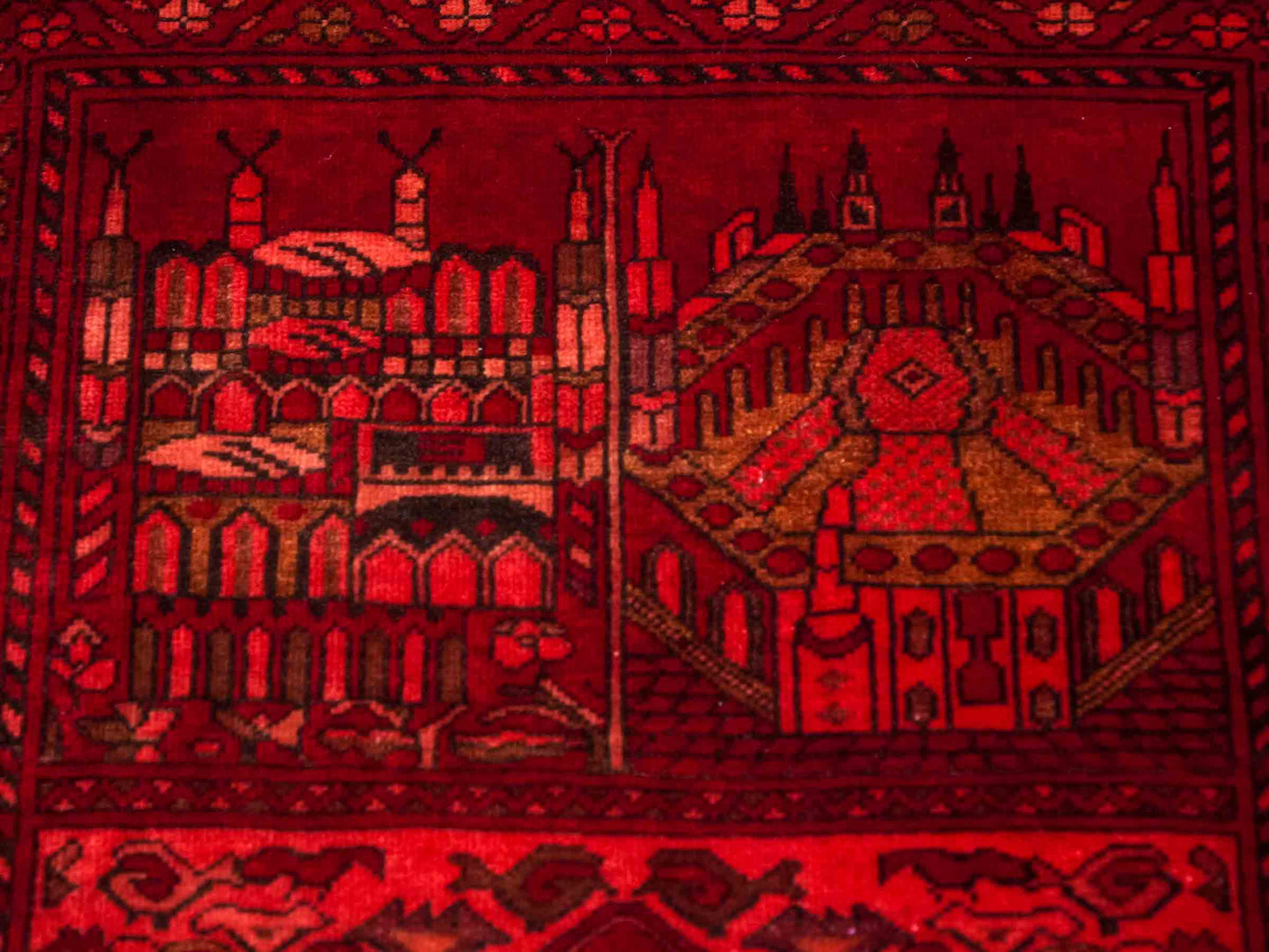 Antiker, handgeknüpfter, afghanischer Belutsch Nomadenteppich aus Wolle von Khademi. Größe: 125 x 75 cm. Farbe: Rot. Verkauf durch JUPITER Intl.