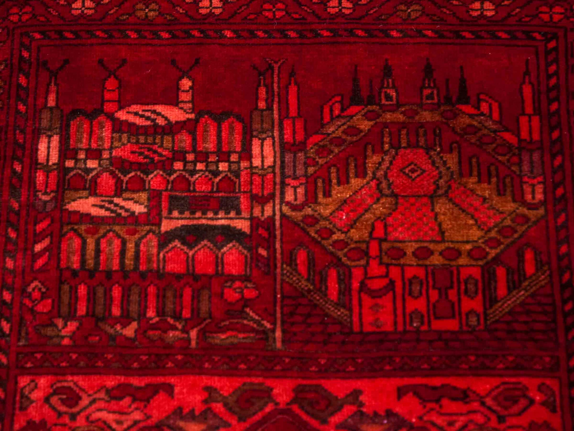 Antiker, handgeknüpfter, afghanischer Belutsch Nomadenteppich aus Wolle von Khademi. Größe: 125 x 75 cm. Farbe: Rot. Verkauf durch JUPITER Intl.