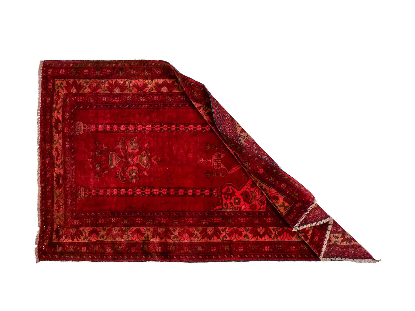 Antiker, handgeknüpfter, afghanischer Belutsch Nomadenteppich aus Wolle von Khademi. Größe: 125 x 75 cm. Farbe: Rot. Verkauf durch JUPITER Intl.
