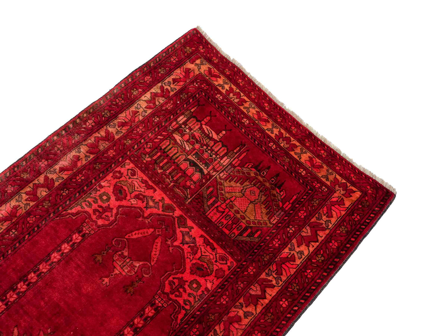 Antiker, handgeknüpfter, afghanischer Belutsch Nomadenteppich aus Wolle von Khademi. Größe: 125 x 75 cm. Farbe: Rot. Verkauf durch JUPITER Intl.
