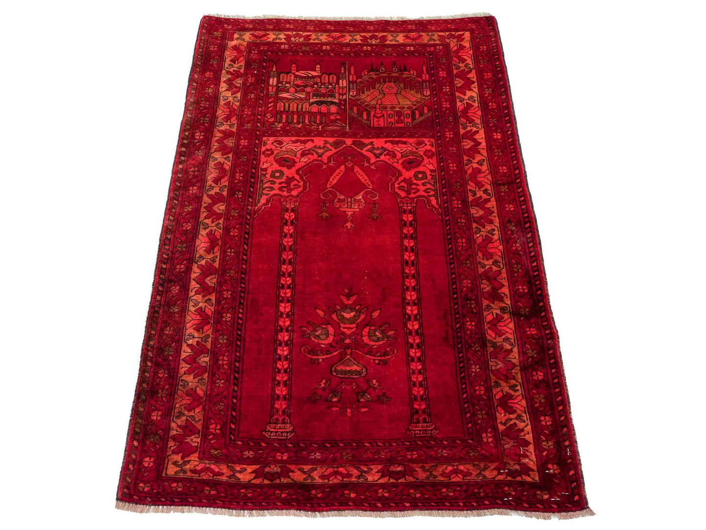 Antiker, handgeknüpfter, afghanischer Belutsch Nomadenteppich aus Wolle von Khademi. Größe: 125 x 75 cm. Farbe: Rot. Verkauf durch JUPITER Intl.