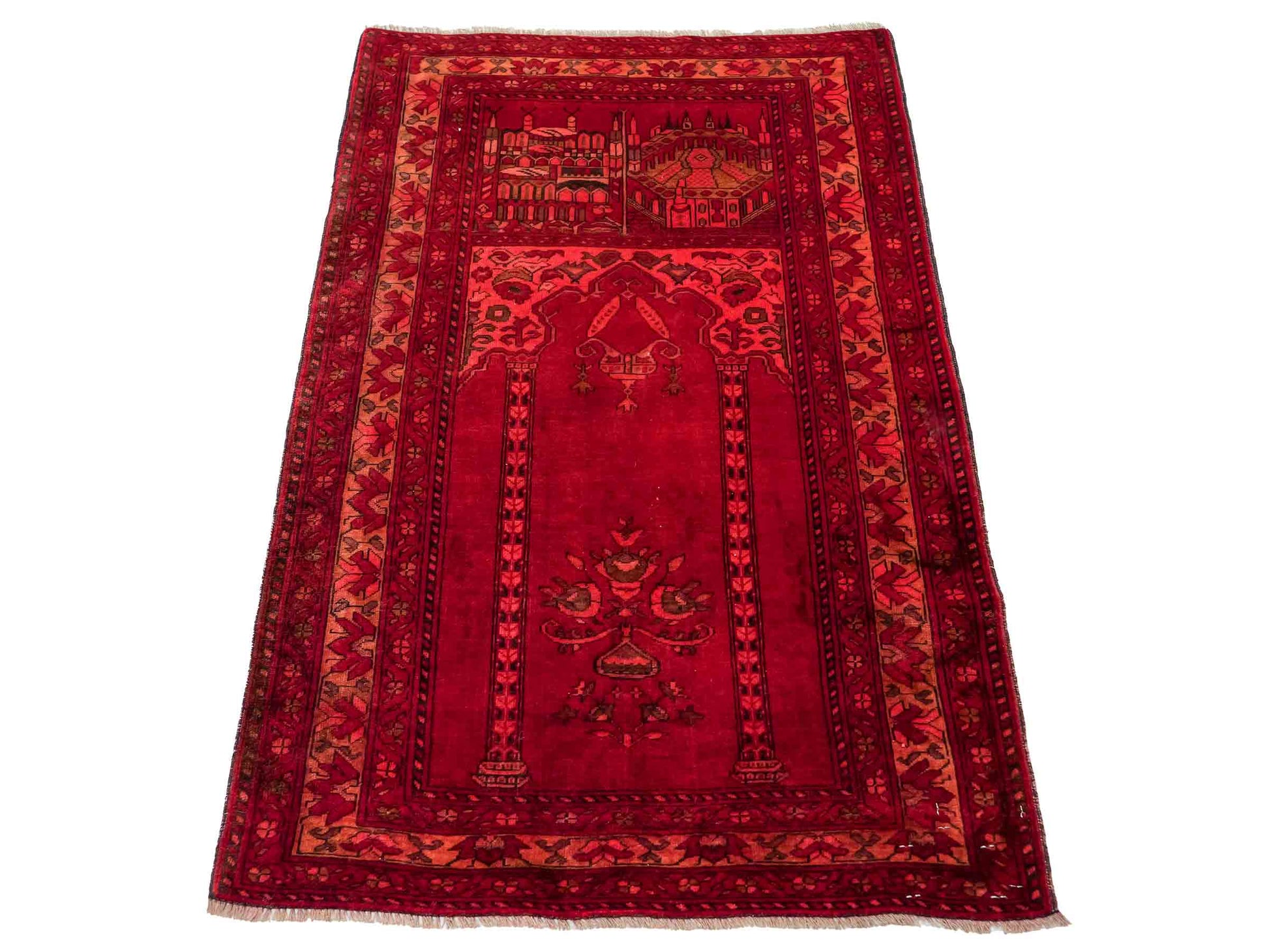 Antiker, handgeknüpfter, afghanischer Belutsch Nomadenteppich aus Wolle von Khademi. Größe: 125 x 75 cm. Farbe: Rot. Verkauf durch JUPITER Intl.