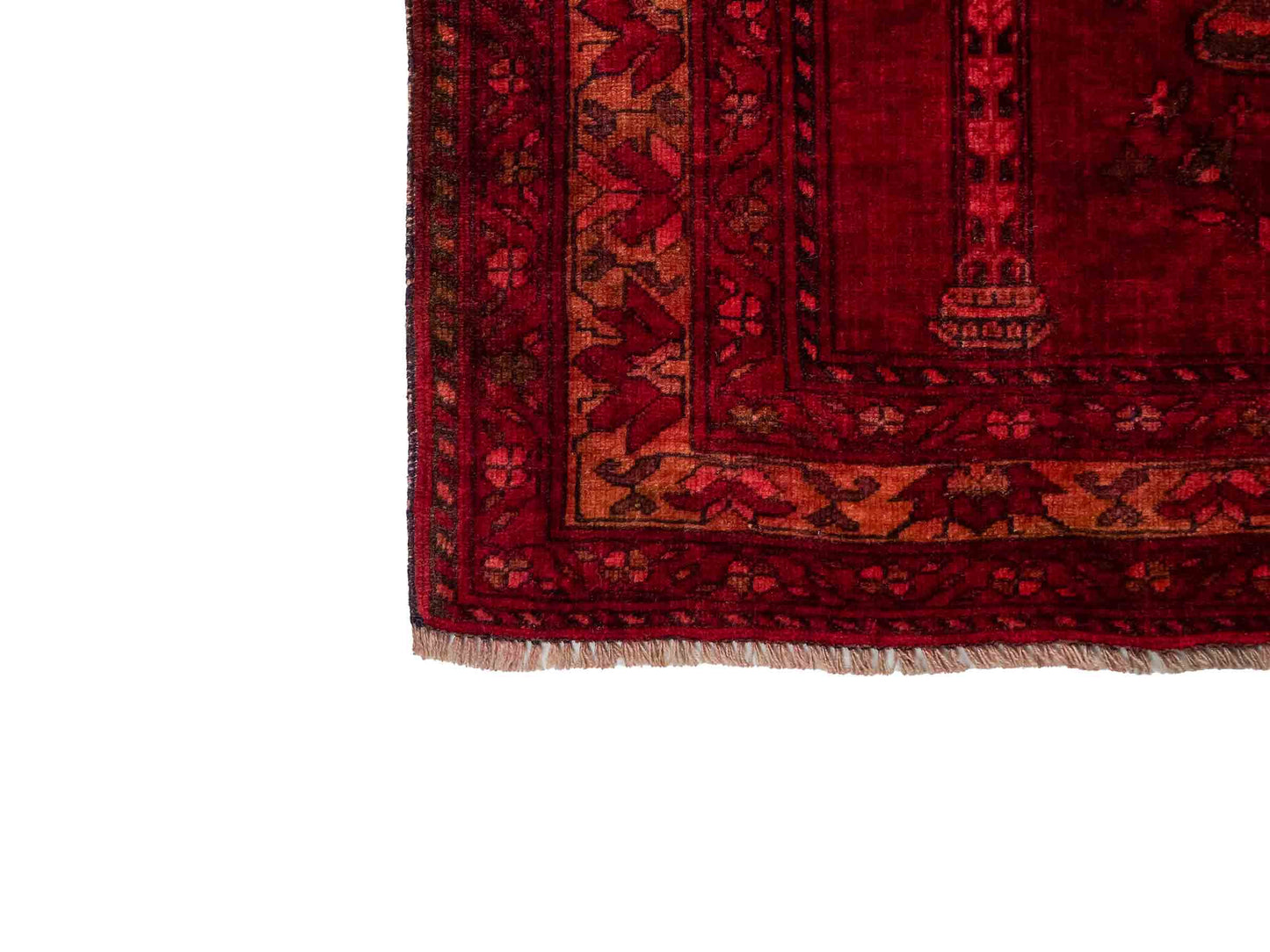 Antiker, handgeknüpfter, afghanischer Belutsch Nomadenteppich aus Wolle von Khademi. Größe: 125 x 75 cm. Farbe: Rot. Verkauf durch JUPITER Intl.