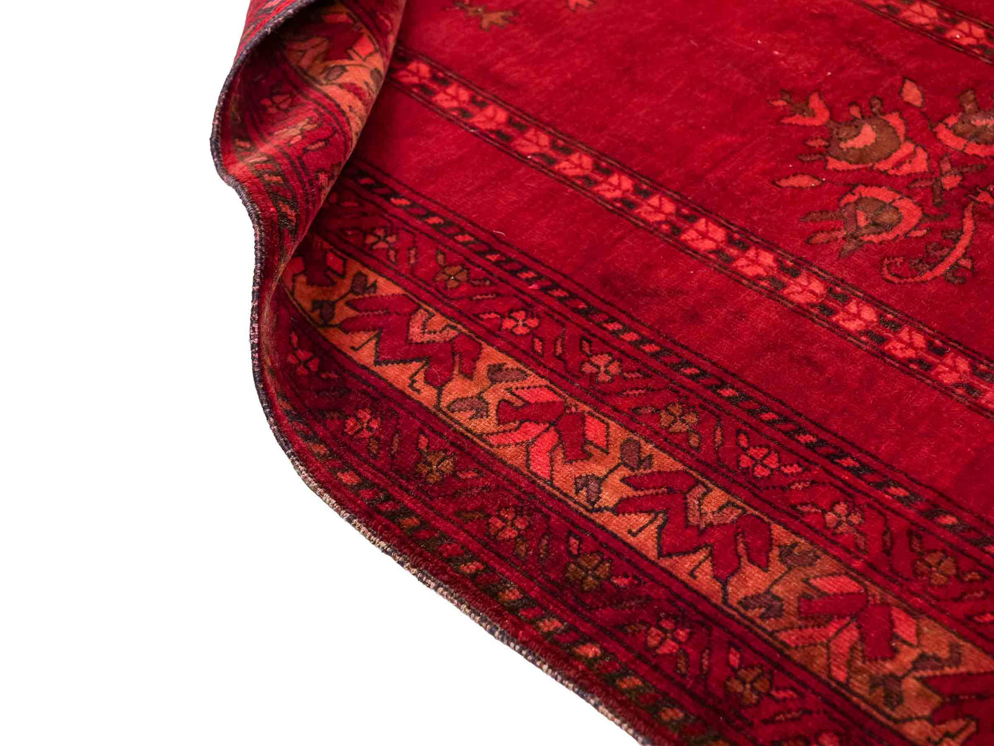Antiker, handgeknüpfter, afghanischer Belutsch Nomadenteppich aus Wolle von Khademi. Größe: 125 x 75 cm. Farbe: Rot. Verkauf durch JUPITER Intl.