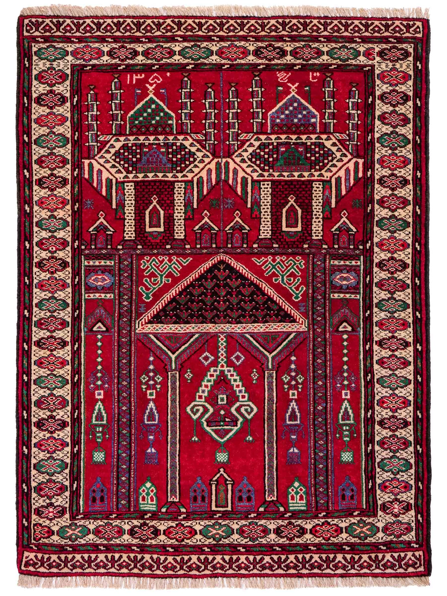 Antiker, handgeknüpfter, afghanischer Belutsch Nomadenteppich aus Wolle von Khademi. Größe: 125 x 91 cm. Farbe: Rot. Verkauf durch JUPITER Intl.