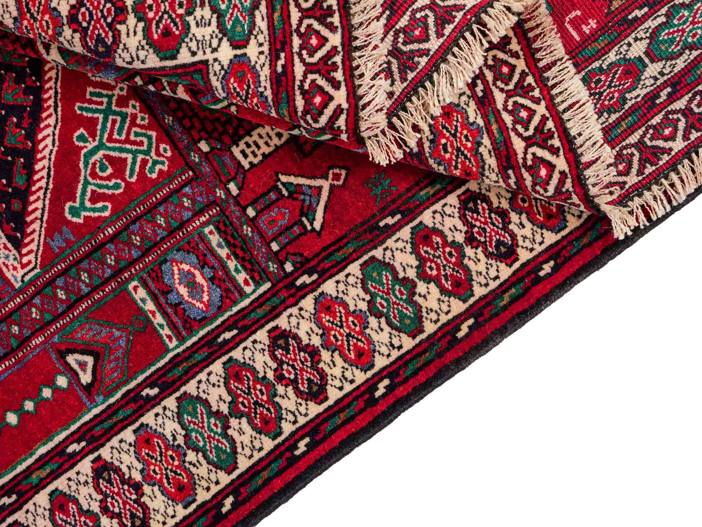 Antiker, handgeknüpfter, afghanischer Belutsch Nomadenteppich aus Wolle von Khademi. Größe: 125 x 91 cm. Farbe: Rot. Verkauf durch JUPITER Intl.