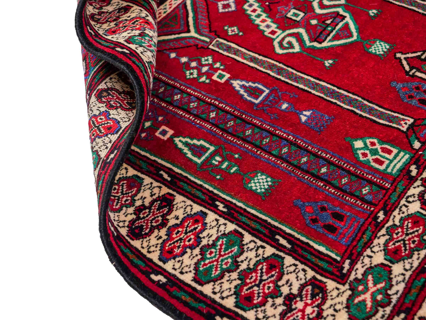 Antiker, handgeknüpfter, afghanischer Belutsch Nomadenteppich aus Wolle von Khademi. Größe: 125 x 91 cm. Farbe: Rot. Verkauf durch JUPITER Intl.