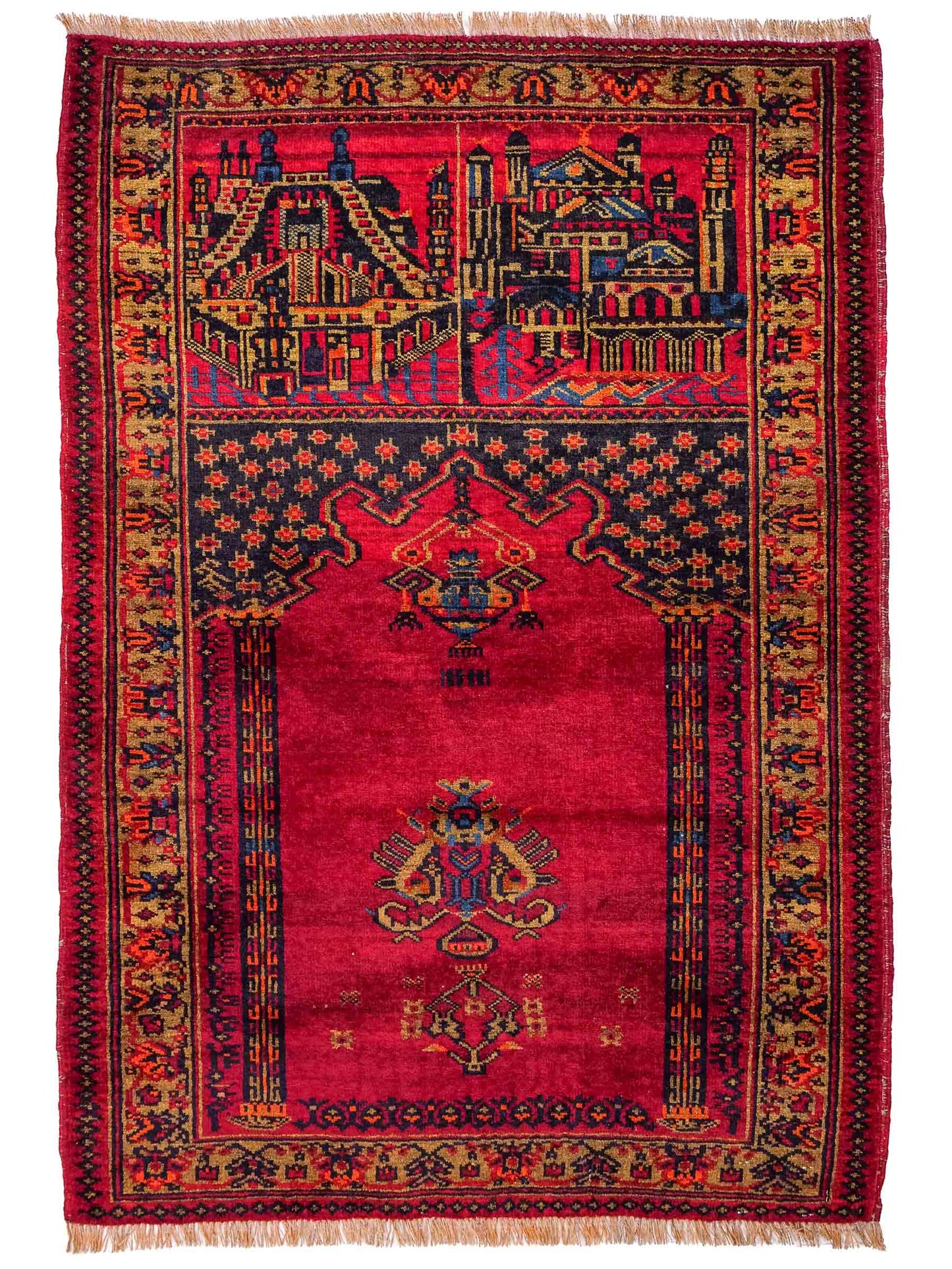 Antiker, handgeknüpfter, afghanischer Belutsch Nomadenteppich aus Wolle von Khademi. Größe: 126 x 85 cm. Farbe: Rot. Verkauf durch JUPITER Intl.