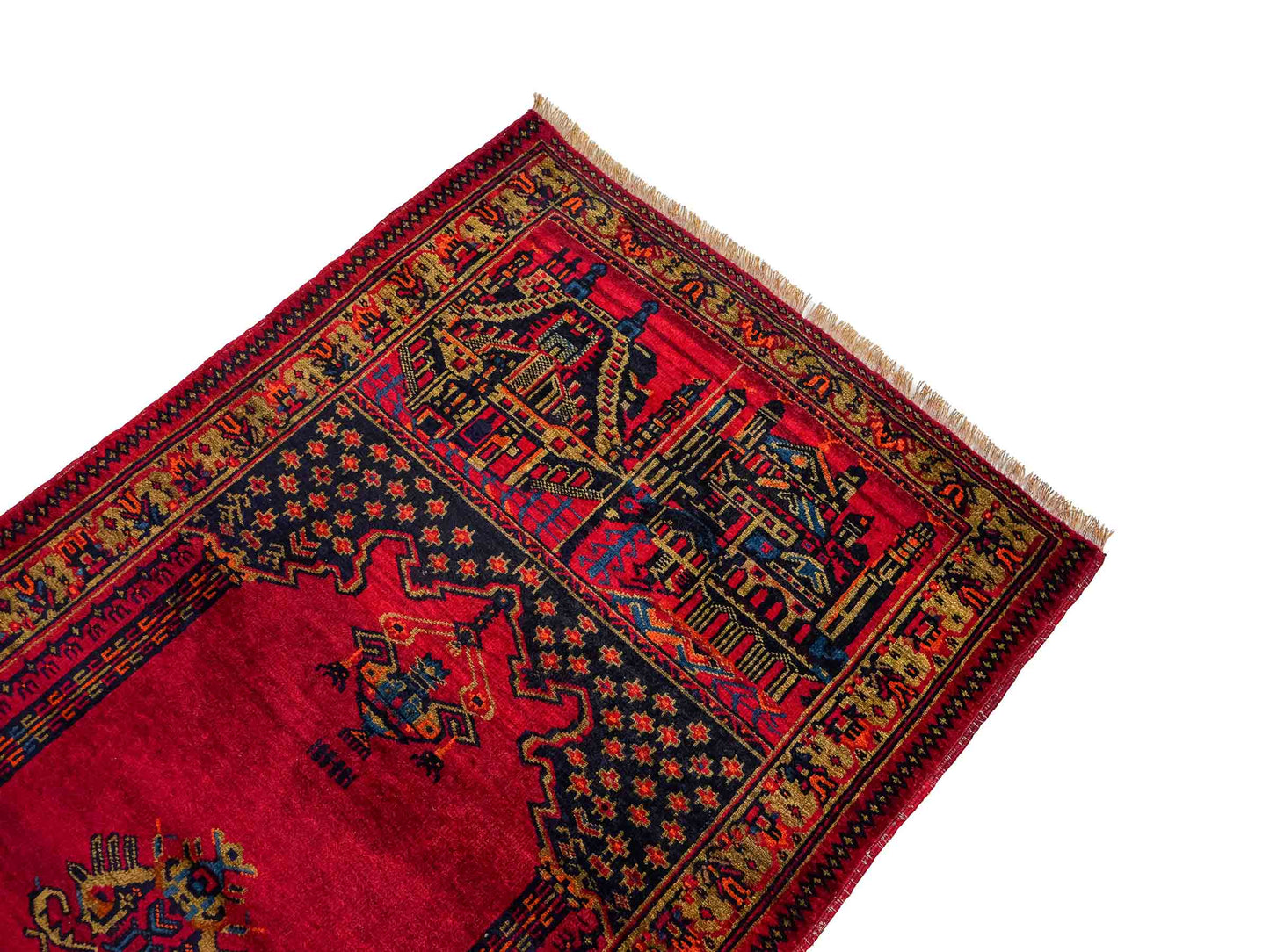 Antiker, handgeknüpfter, afghanischer Belutsch Nomadenteppich aus Wolle von Khademi. Größe: 126 x 85 cm. Farbe: Rot. Verkauf durch JUPITER Intl.