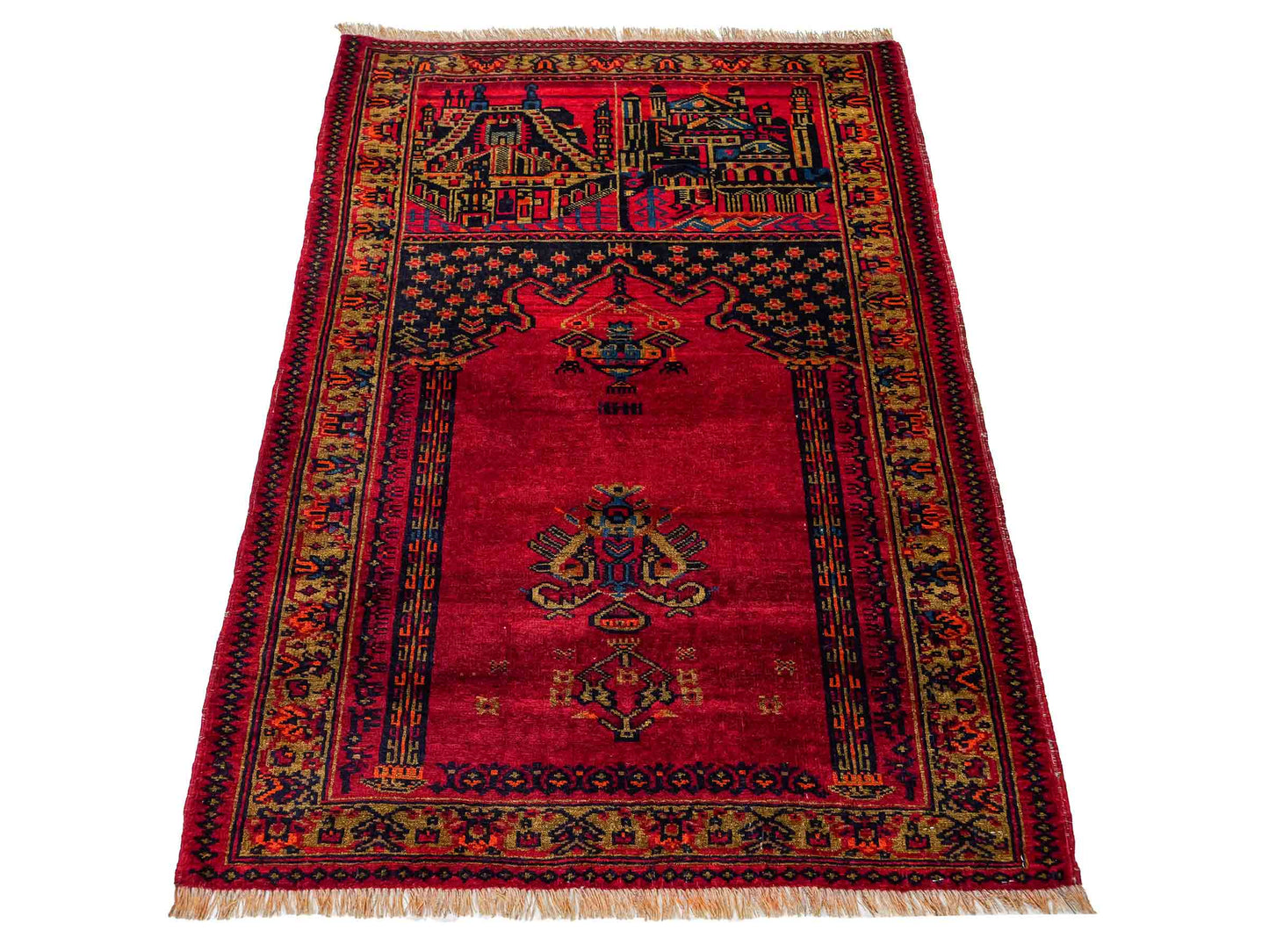 Antiker, handgeknüpfter, afghanischer Belutsch Nomadenteppich aus Wolle von Khademi. Größe: 126 x 85 cm. Farbe: Rot. Verkauf durch JUPITER Intl.