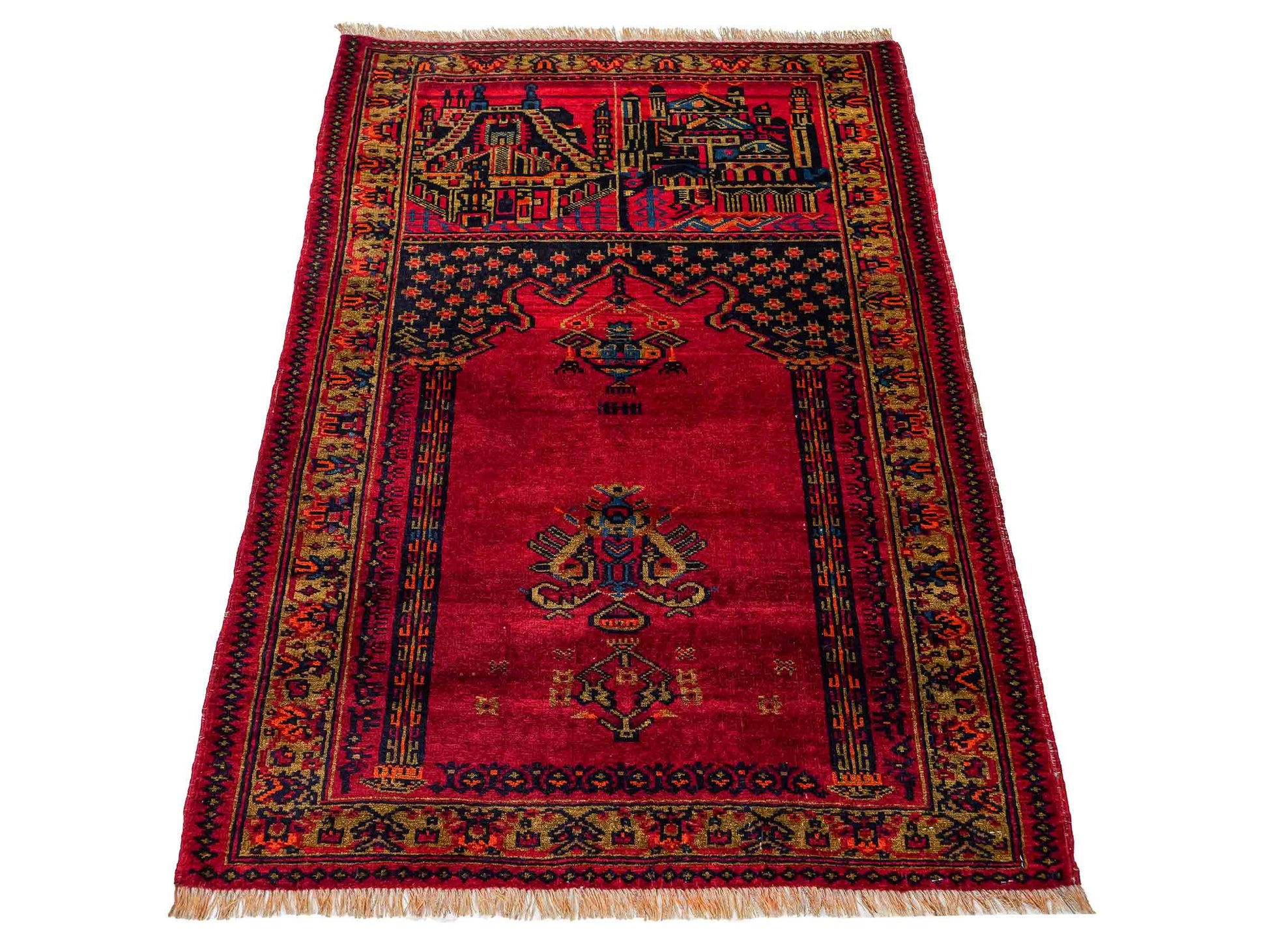 Antiker, handgeknüpfter, afghanischer Belutsch Nomadenteppich aus Wolle von Khademi. Größe: 126 x 85 cm. Farbe: Rot. Verkauf durch JUPITER Intl.