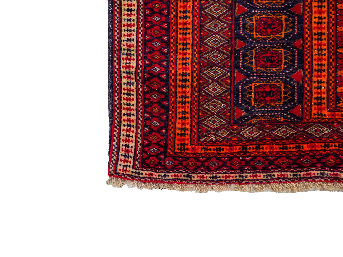 Antiker, handgeknüpfter, afghanischer Belutsch Nomadenteppich aus Wolle von Khademi. Größe: 127 x 91 cm. Farbe: Rot Verkauf durch JUPITER Intl.